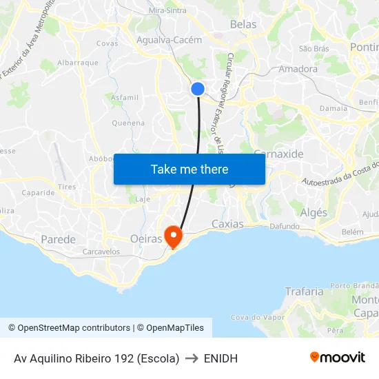 Av Aquilino Ribeiro 192 (Escola) to ENIDH map