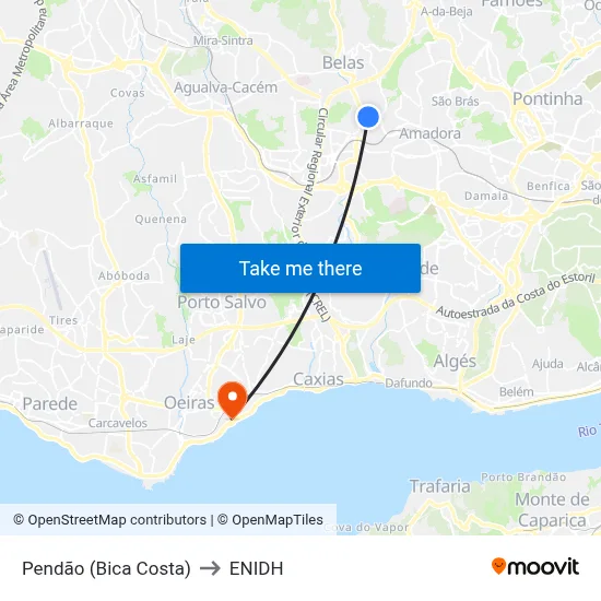 Pendão (Bica Costa) to ENIDH map
