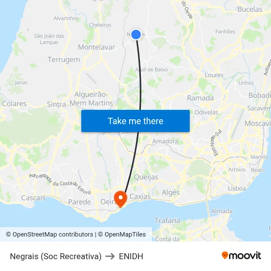 Negrais (Soc Recreativa) to ENIDH map