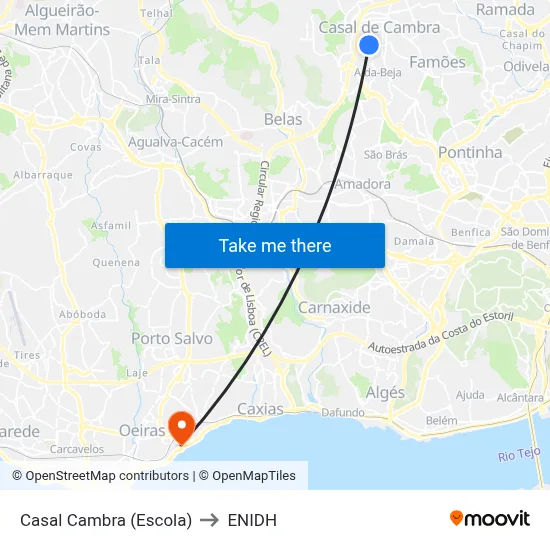 Casal Cambra (Escola) to ENIDH map