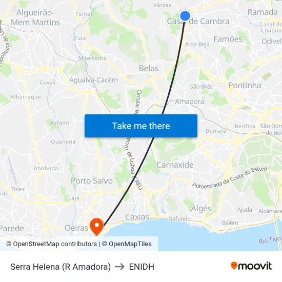Serra Helena (R Amadora) to ENIDH map