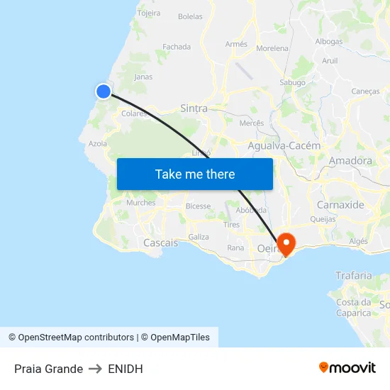 Praia Grande to ENIDH map