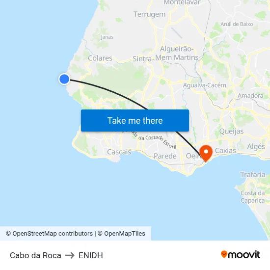 Cabo da Roca to ENIDH map