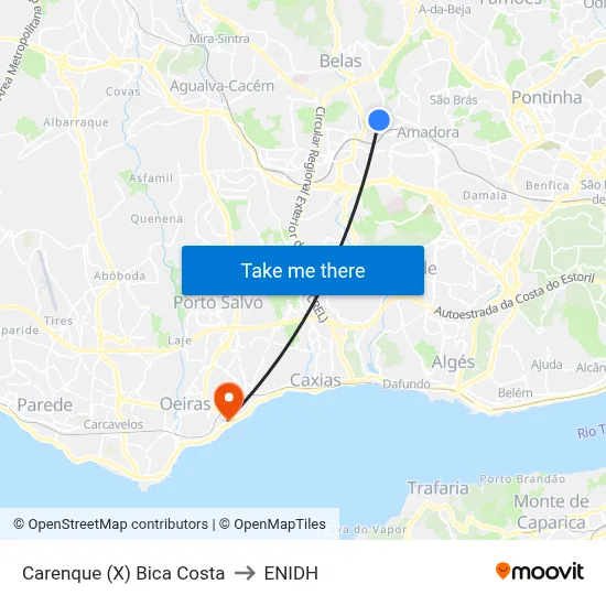Carenque (X) Bica Costa to ENIDH map