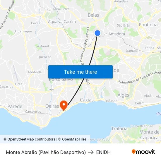 Monte Abraão (Pavilhão Desportivo) to ENIDH map