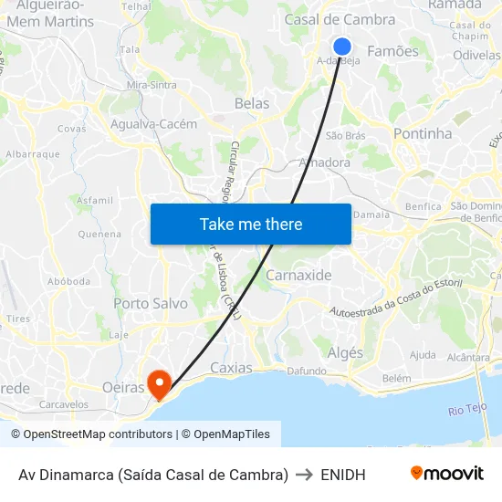 Av Dinamarca (Saída Casal de Cambra) to ENIDH map
