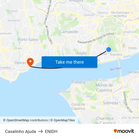 Casalinho Ajuda to ENIDH map