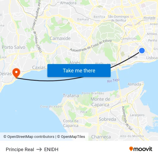 Príncipe Real to ENIDH map