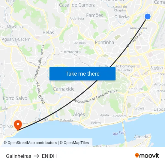 Galinheiras to ENIDH map
