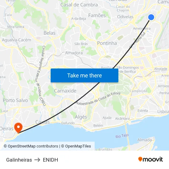 Galinheiras to ENIDH map