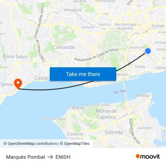 Marquês Pombal to ENIDH map