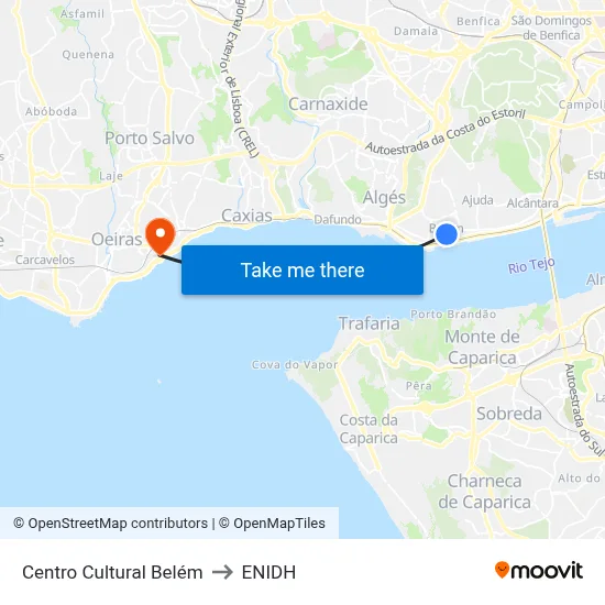 Centro Cultural Belém to ENIDH map
