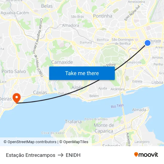 Estação Entrecampos to ENIDH map