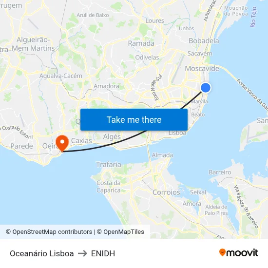 Oceanário Lisboa to ENIDH map