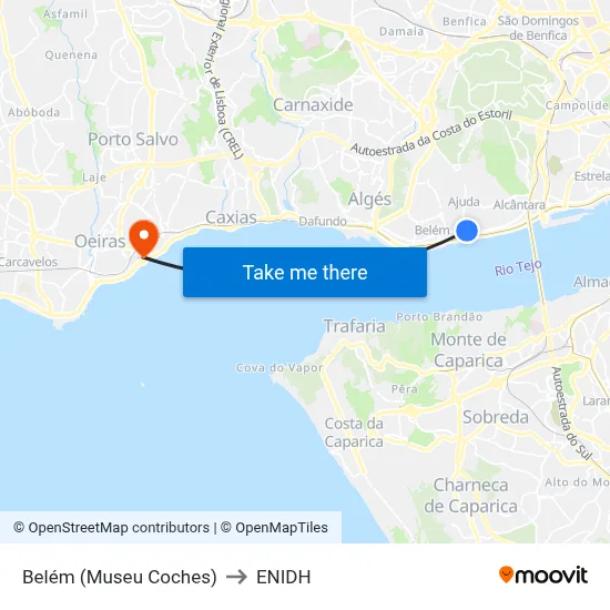 Belém (Museu Coches) to ENIDH map