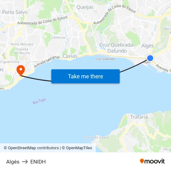 Algés to ENIDH map