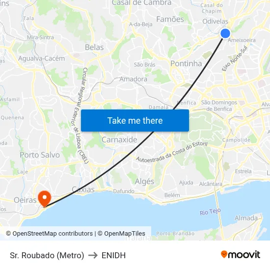 Sr. Roubado (Metro) to ENIDH map