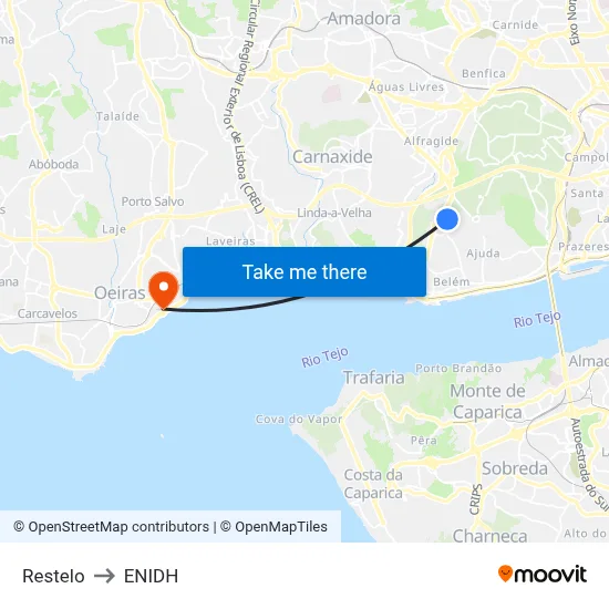 Restelo to ENIDH map