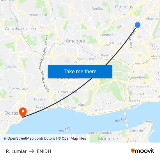 R. Lumiar to ENIDH map