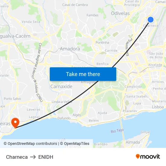 Charneca to ENIDH map