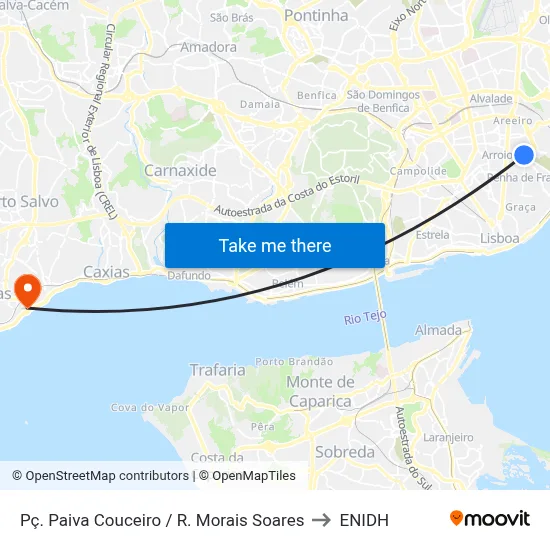 Pç. Paiva Couceiro / R. Morais Soares to ENIDH map