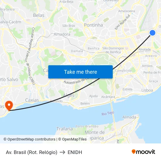 Av. Brasil (Rot. Relógio) to ENIDH map
