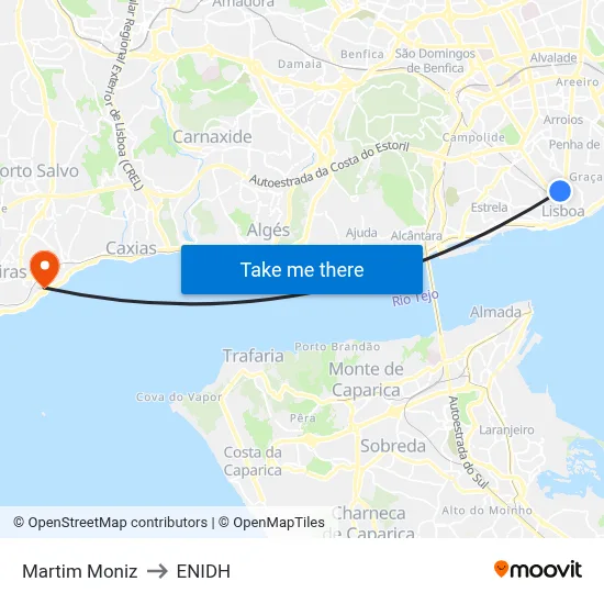Martim Moniz to ENIDH map
