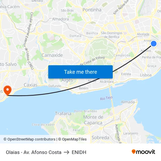 Olaias - Av. Afonso Costa to ENIDH map
