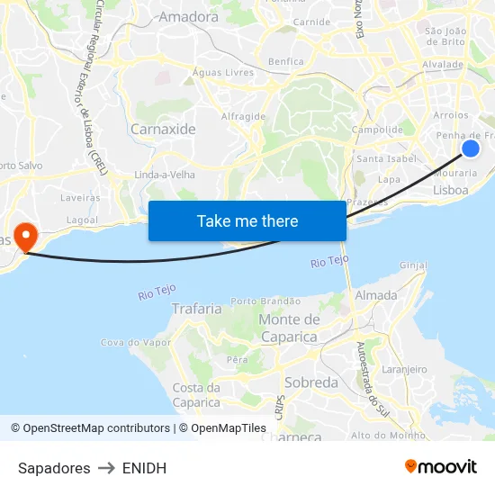 Sapadores to ENIDH map