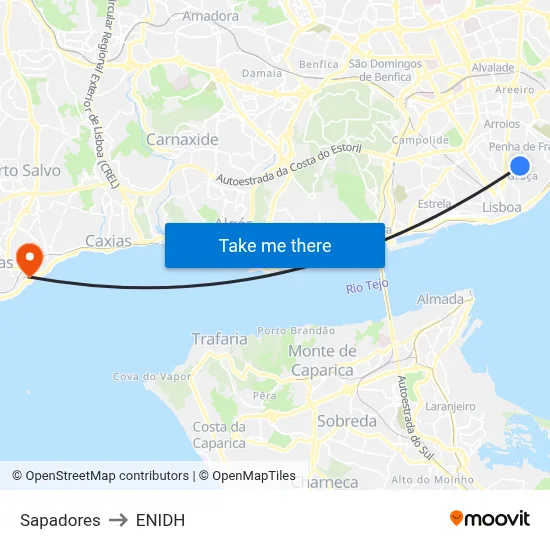 Sapadores to ENIDH map