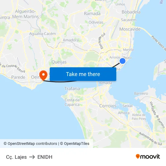Cç. Lajes to ENIDH map