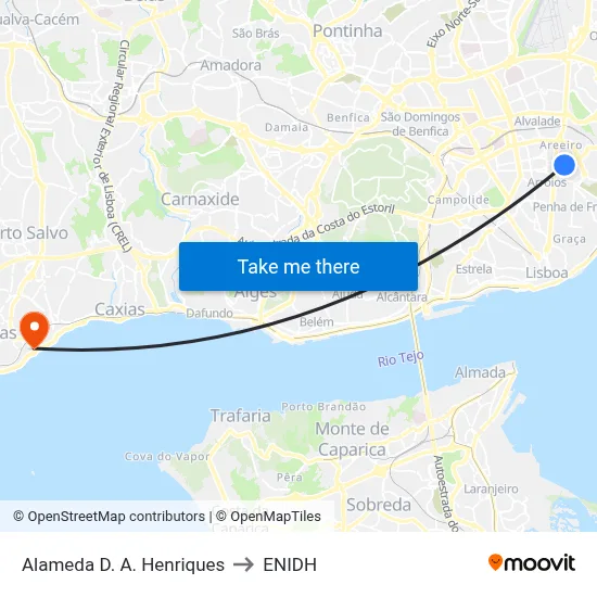 Alameda D. A. Henriques to ENIDH map