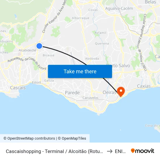 Cascaishopping - Terminal / Alcoitão (Rotunda) to ENIDH map