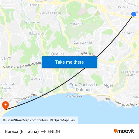 Buraca (B. Tacha) to ENIDH map