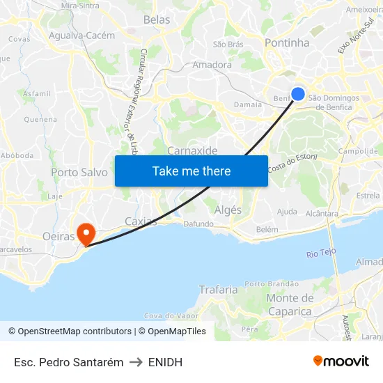 Esc. Pedro Santarém to ENIDH map