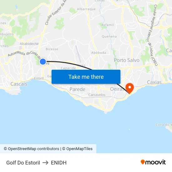Golf Do Estoril to ENIDH map