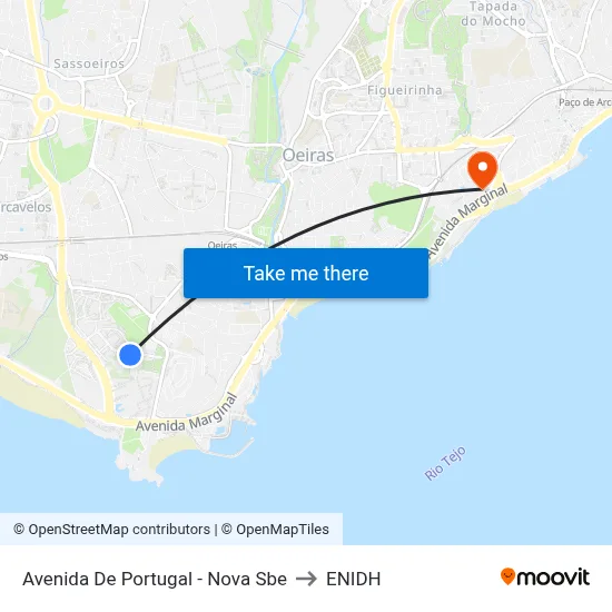 Avenida De Portugal - Nova Sbe to ENIDH map