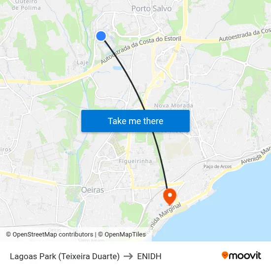 Lagoas Park (Teixeira Duarte) to ENIDH map