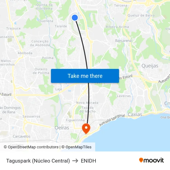 Taguspark (Núcleo Central) to ENIDH map