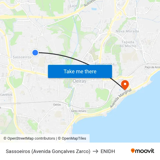 Sassoeiros (Avenida Gonçalves Zarco) to ENIDH map