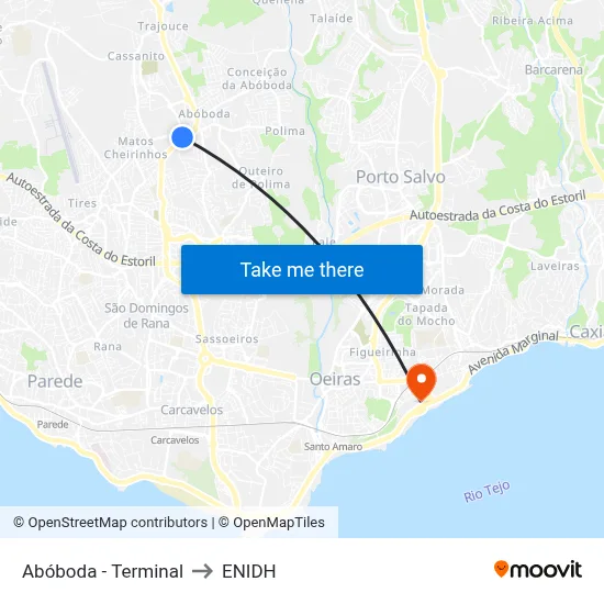 Abóboda - Terminal to ENIDH map