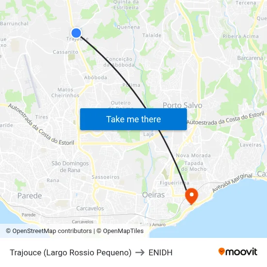 Trajouce (Largo Rossio Pequeno) to ENIDH map