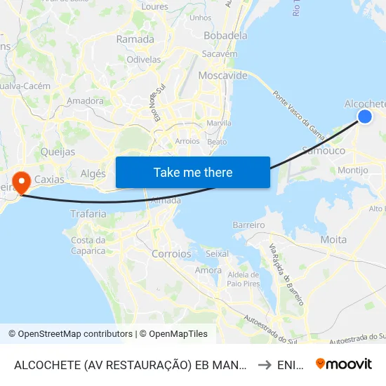 ALCOCHETE (AV RESTAURAÇÃO) EB MANUEL I to ENIDH map