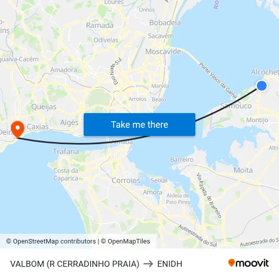 VALBOM (R CERRADINHO PRAIA) to ENIDH map