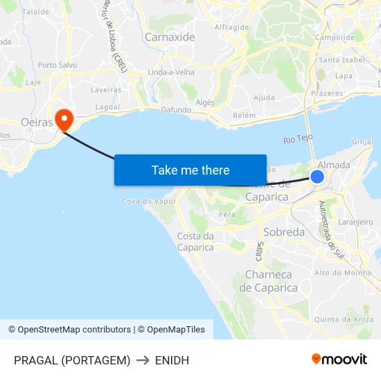 PRAGAL (PORTAGEM) to ENIDH map