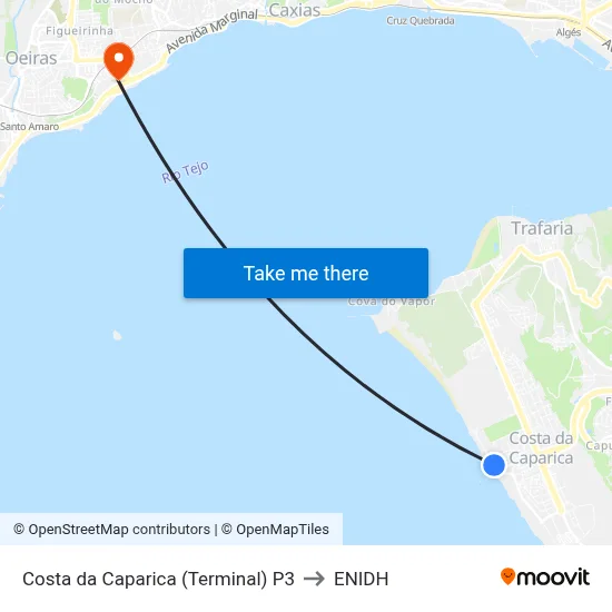 Costa da Caparica (Terminal) P3 to ENIDH map