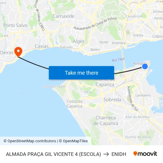 ALMADA PRAÇA GIL VICENTE 4 (ESCOLA) to ENIDH map