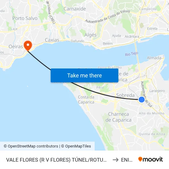 VALE FLORES (R V FLORES) TÚNEL/ROTUNDA to ENIDH map