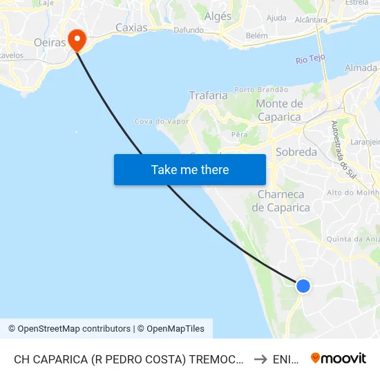 CH CAPARICA (R PEDRO COSTA) TREMOCEIRA to ENIDH map