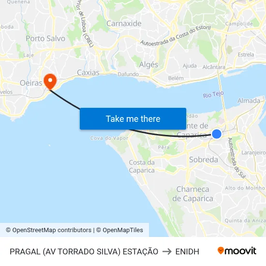 PRAGAL (AV TORRADO SILVA) ESTAÇÃO to ENIDH map